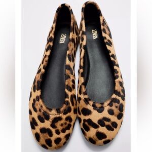 ANIMAL PRINT LEATHER BALLET FLATS - LEOPARD CHEETAH SHOES - 100% GENUINE LEATHER
